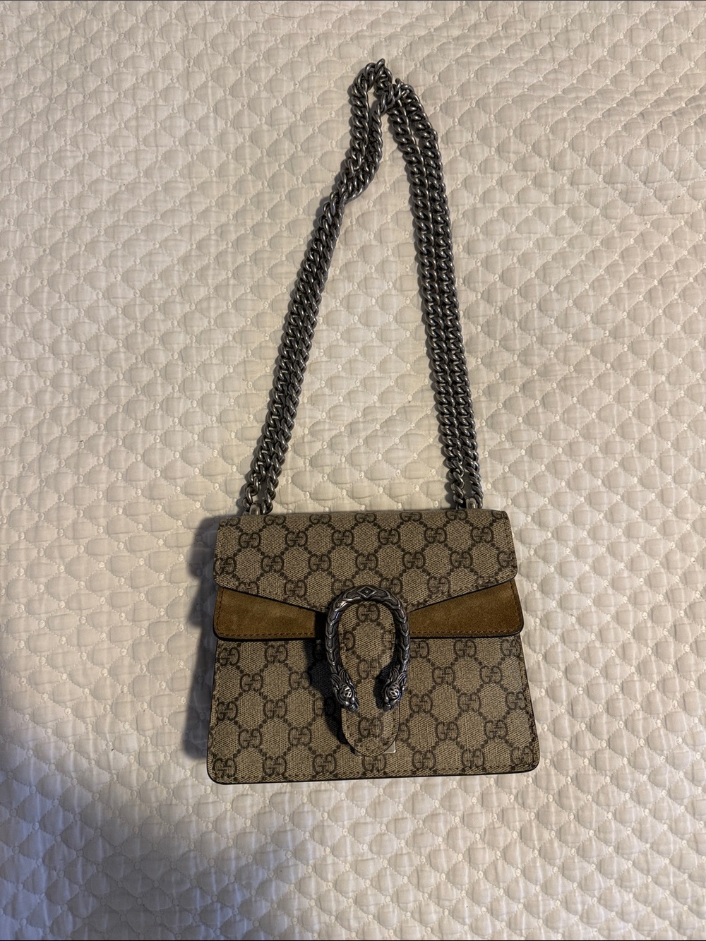 Gucci Dionysus GG Monogram Shoulder Bag with Silver Chain